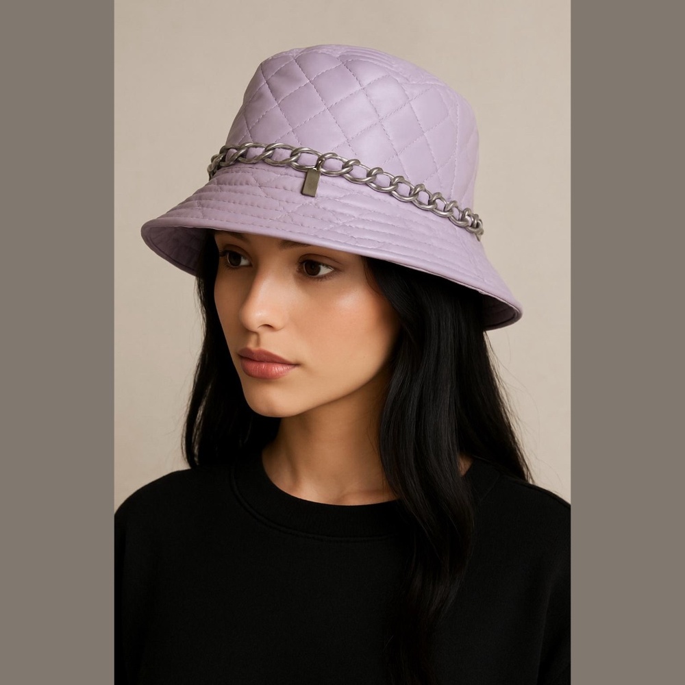 Madden NYC purple bucket hat with chain accent